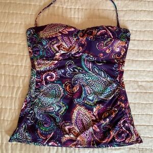 Ralph Lauren Multicolor Paisley Swim Top. Removable strap, molded cups.